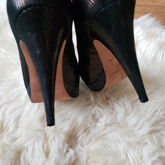 Rebecca Minkoff Platform Metallic Textured Heels - Picture 7 of 8